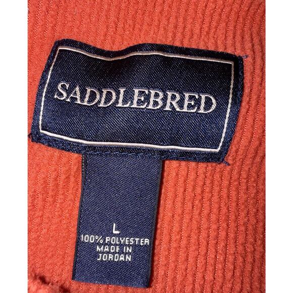 Saddlebred Fleece Pullover 1/4 Zip Long Sleeve Size L Orange - Picture 2 of 5